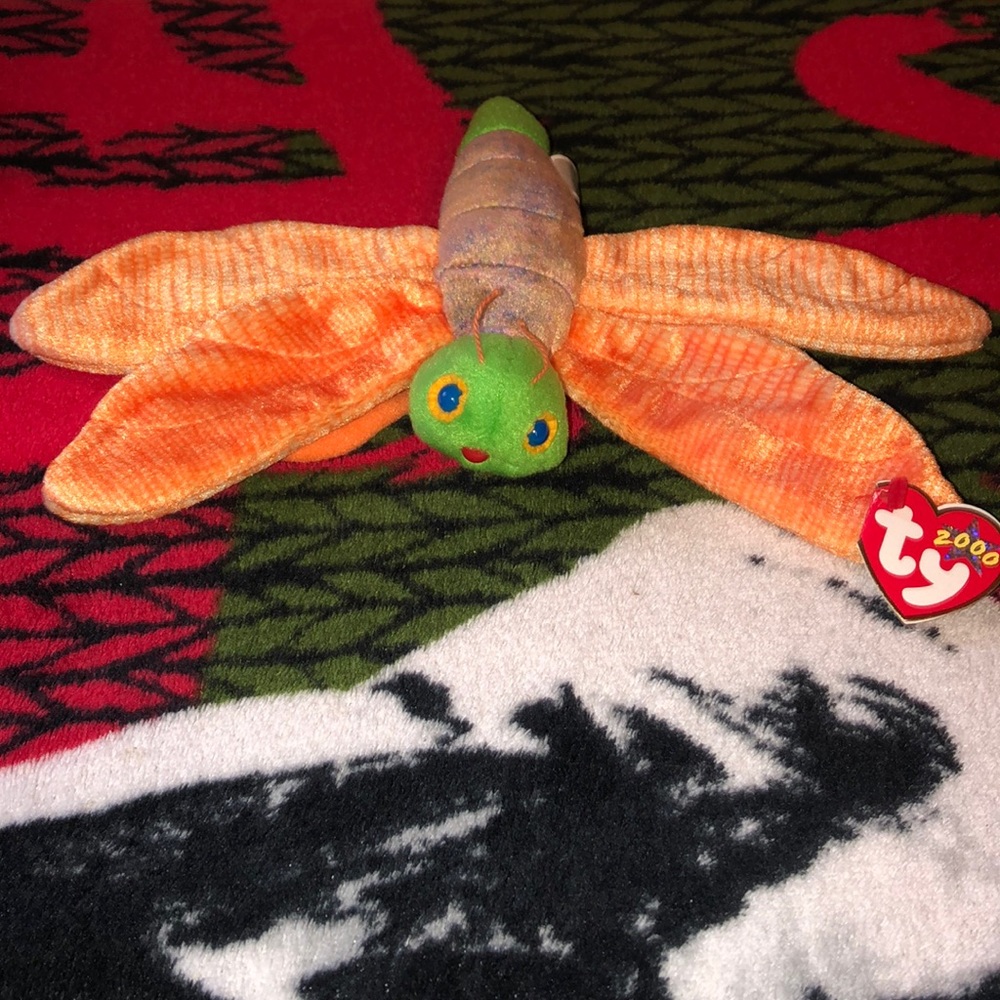 Ty original beanie baby dragon fly named glow NWT